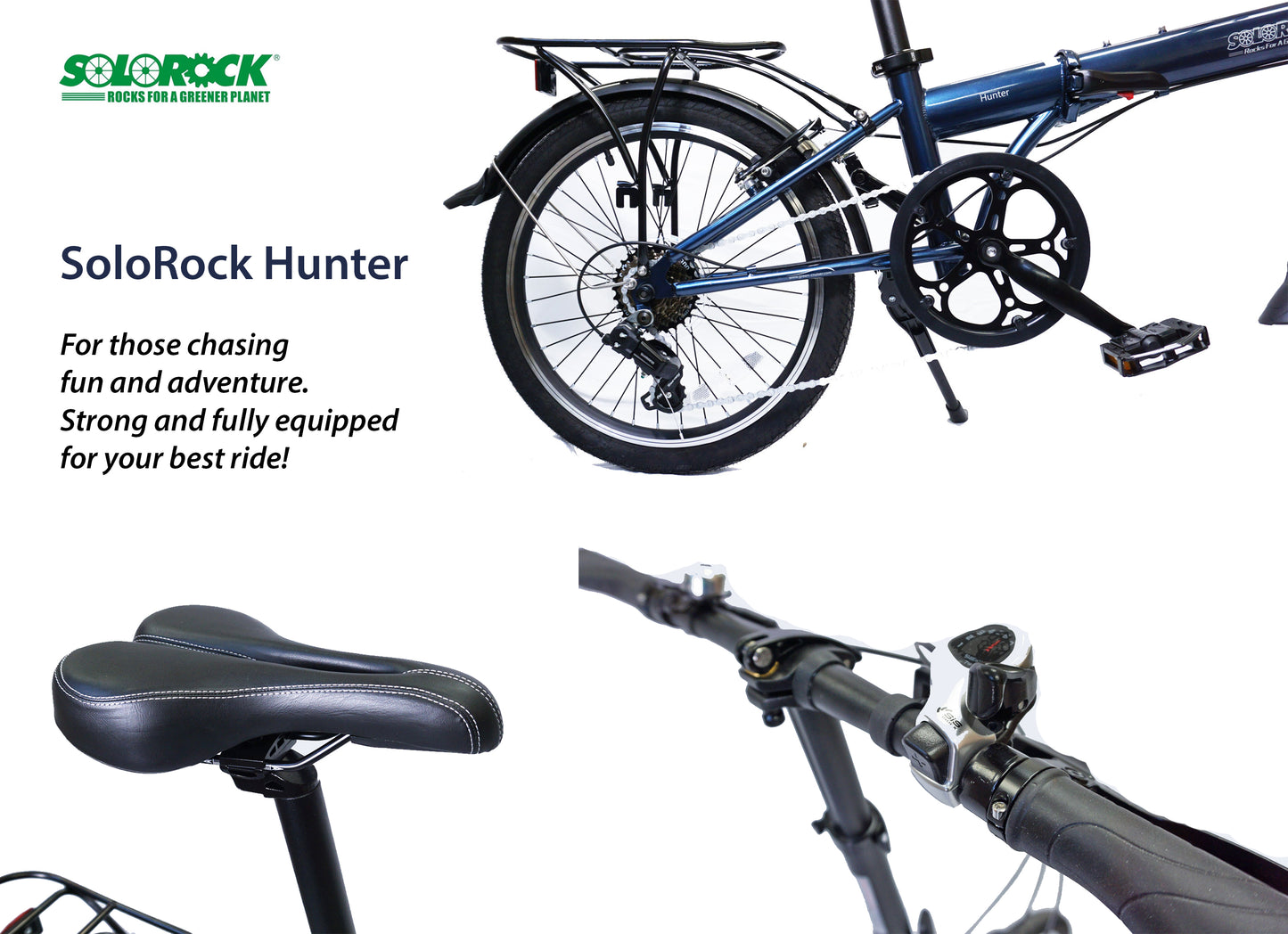 Hunter - SOLOROCK 20" Upgraded 7 Speed Steel Folding Bike